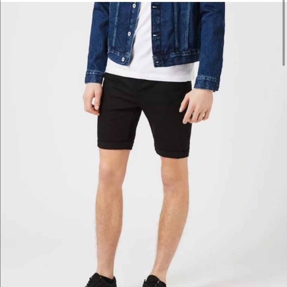 TOPMAN Stretch Skinny Jean Shorts - Black